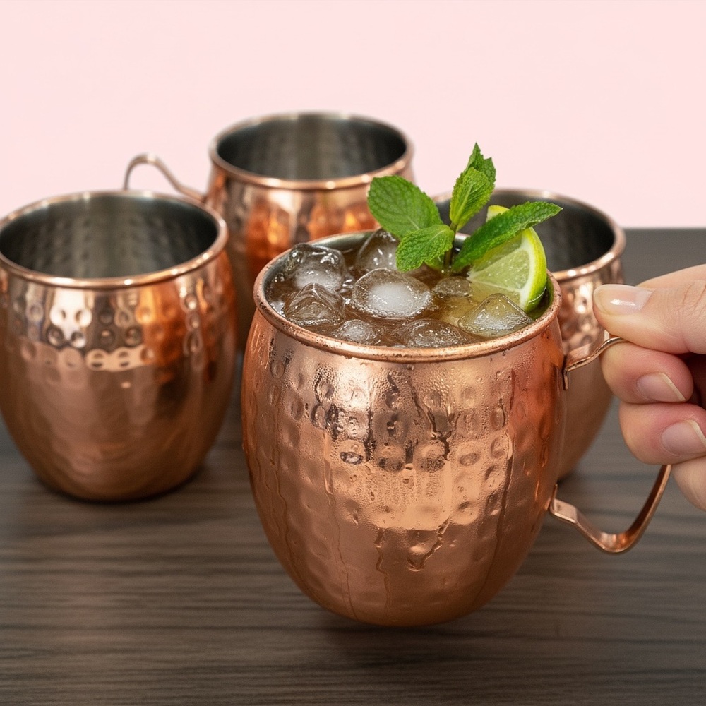 Hammered “Copper” Moscow Mule Mugs Set